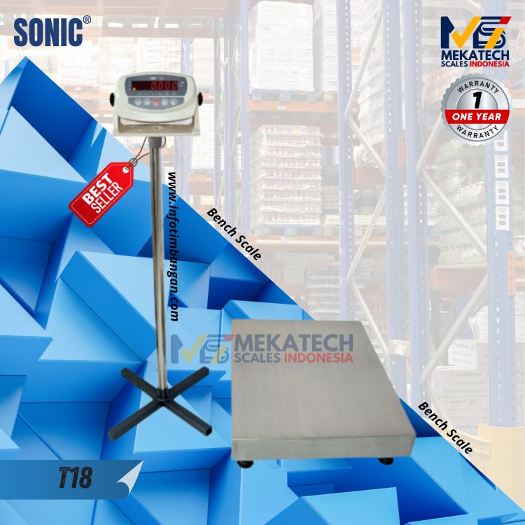 Produk SONIC T18  Kapasitas 300kg Bench Scale Timbangan Duduk 