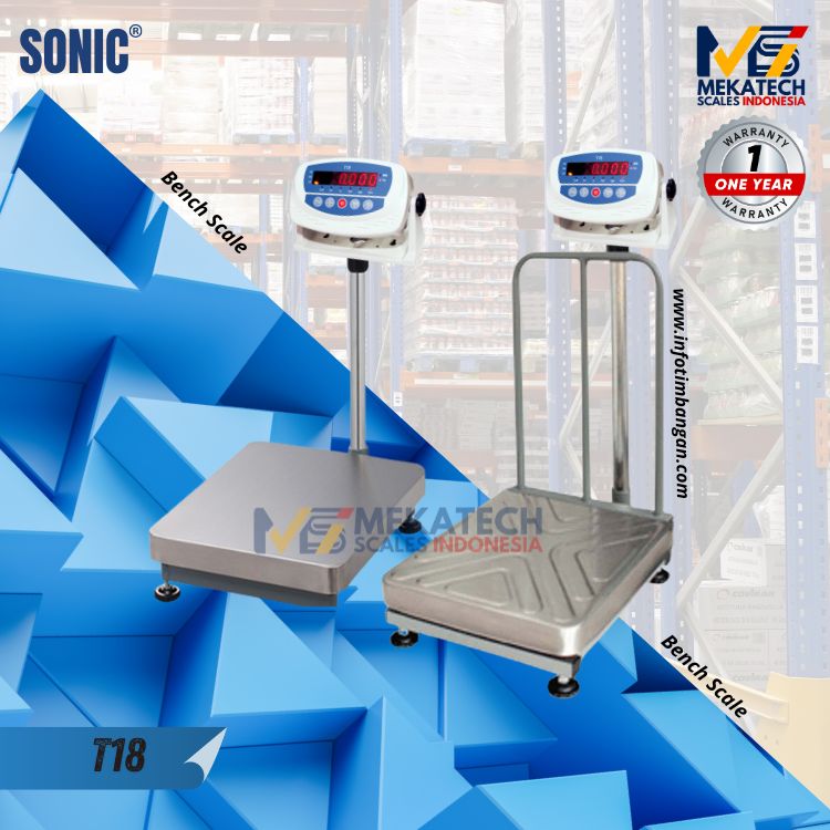 Produk SONIC T18 Bench Scale Capacity 150kg Platform Size 40 X 50 cm I Timbangan Duduk 