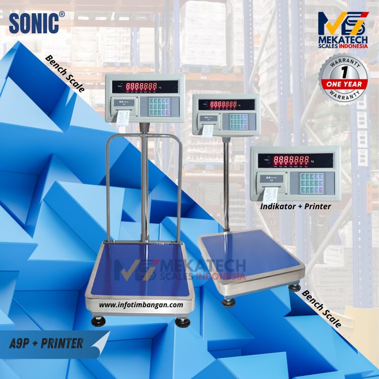Produk SONIC A9P Bench Scale Capacity 150kg Platform 40 x 50 cm I Timbangan duduk 