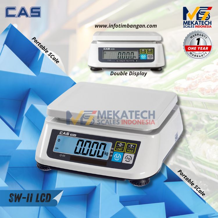 Produk  CAS SWII-LCD SINGLE l DOUBLE Display Timbangan Meja / Portable Scale