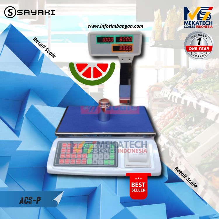 Produk SAYAKI ACS P PRINTER Timbangan Meja  Retail Scale Portable 
