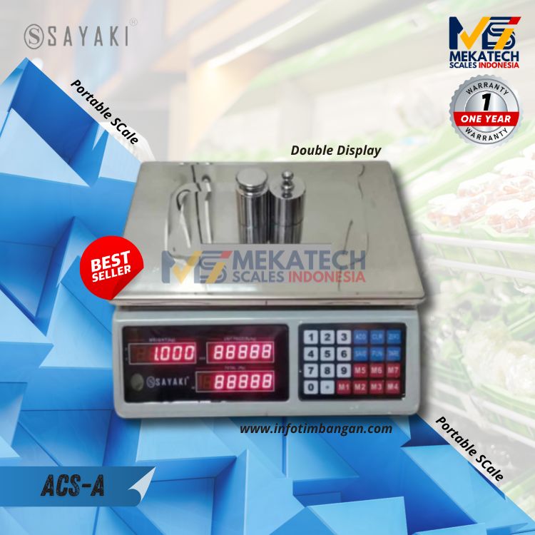 Produk SAYAKI ACS-A DOUBLE DISPLAY Portable Scale / Timbangan Meja 